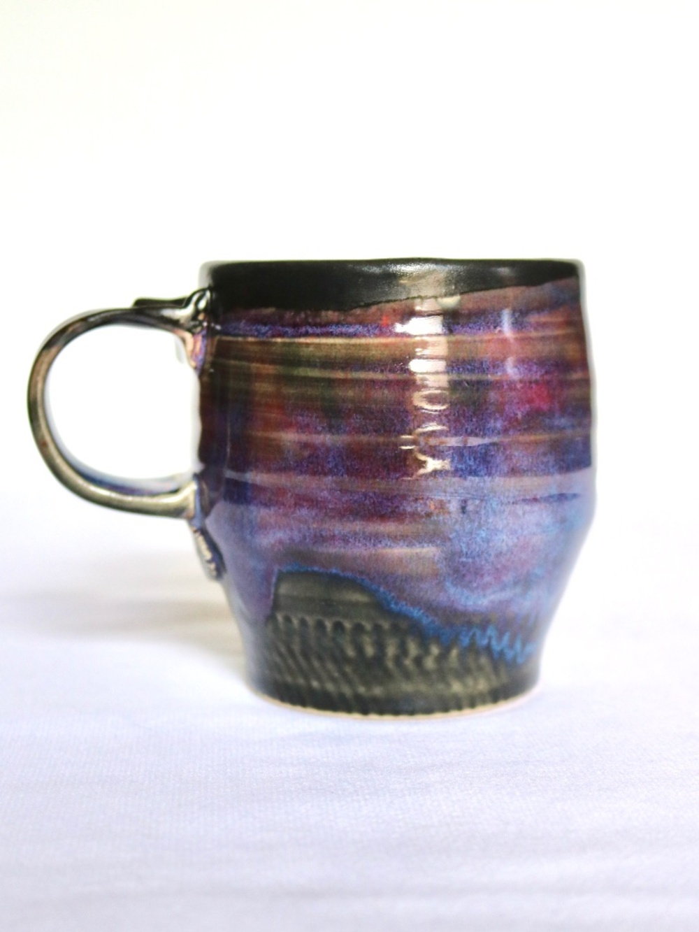 Studio Pottery Coffee Tea Mug Cup Signed By Artist Blue Purple Handmade